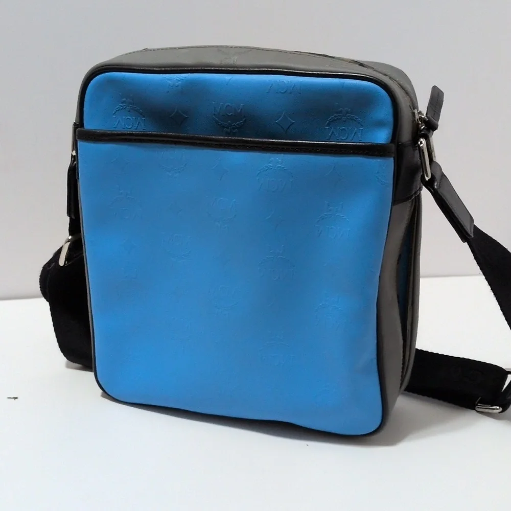 Authentic MCM Camouflage and Blue Messenger Bag